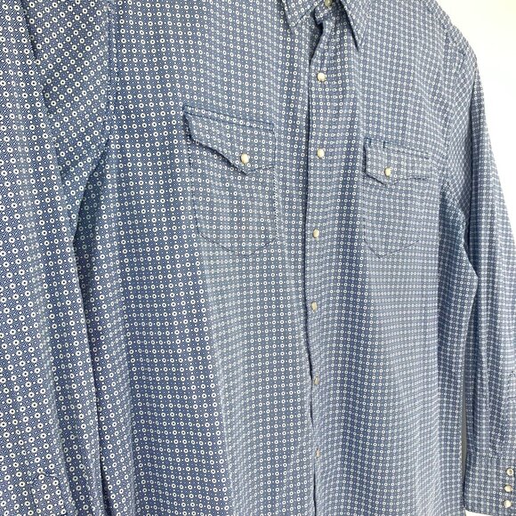 Wrangler Mens 2XL Light Blue Wrancher Snap Front Shirt Long Sleeve Collared - Picture 3 of 12